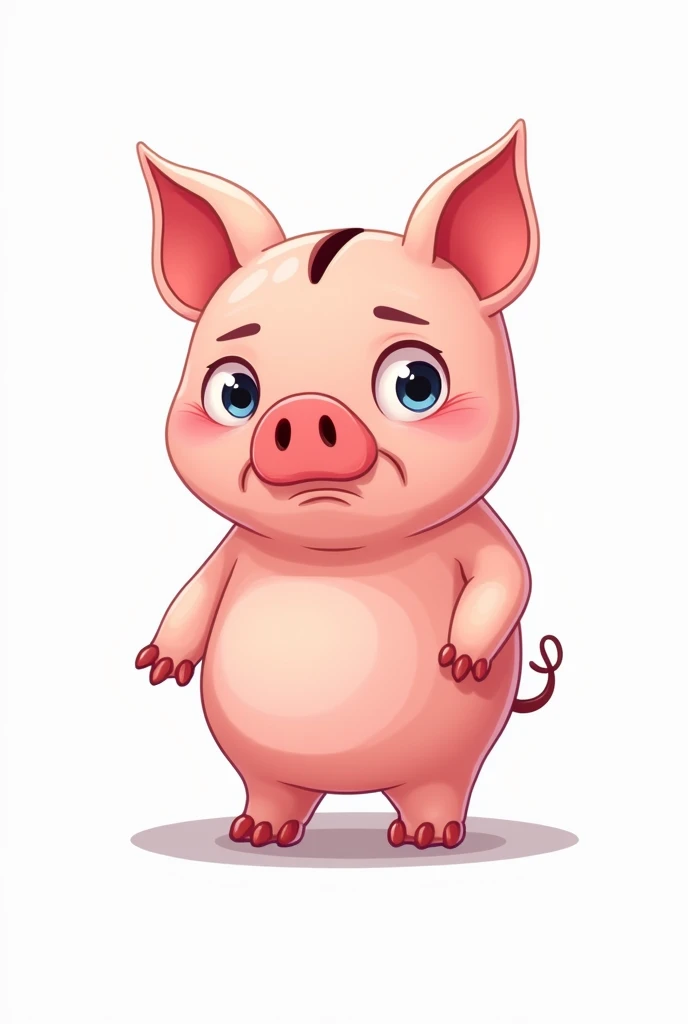 A piggy bank that is empty and very skinny because it has no money, that has a white background and is a cartoon, It must be prettier, It should work as a logo and it should be seen that it is a piggy bank, penniless