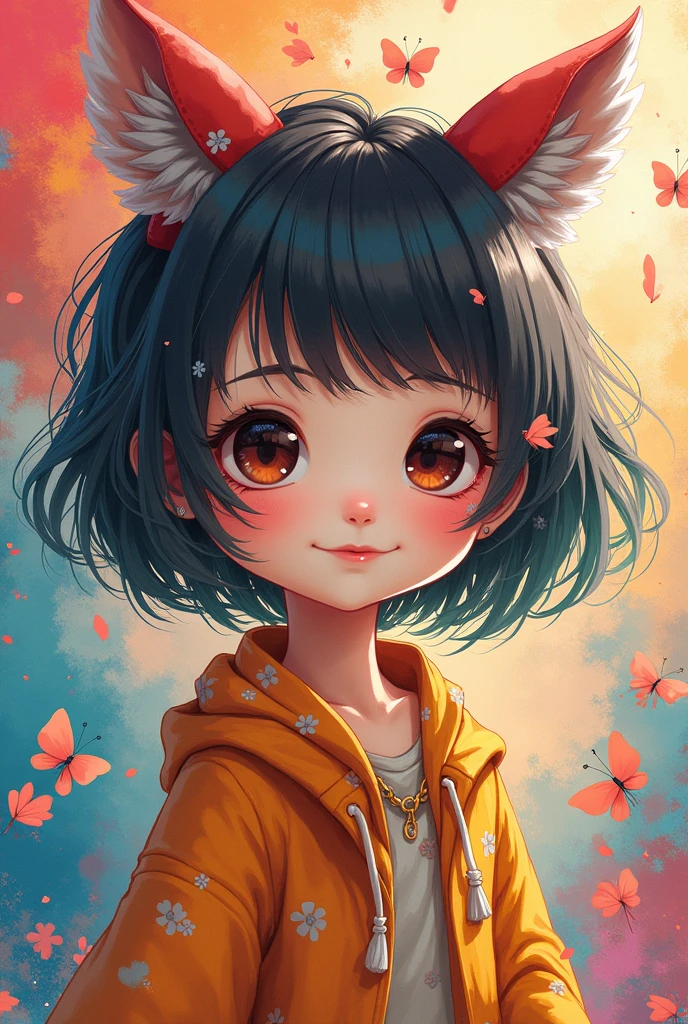 ((Highest quality)), ((masterpiece)), (detailed),Cute like an anime、Looks like a creator、Background is paint