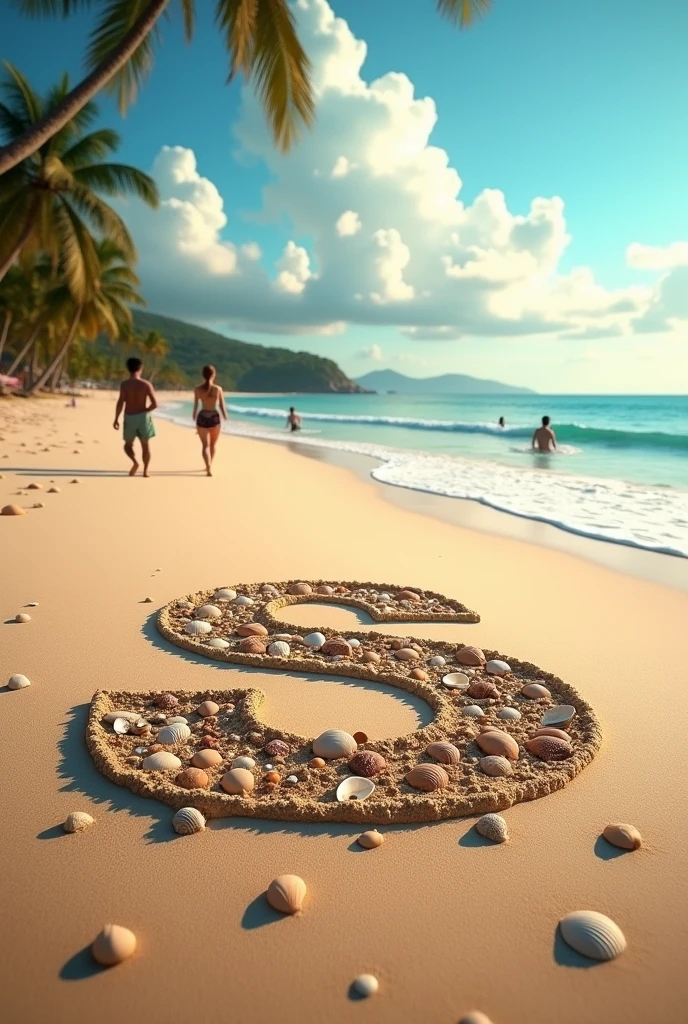 Beautiful beach with S letter