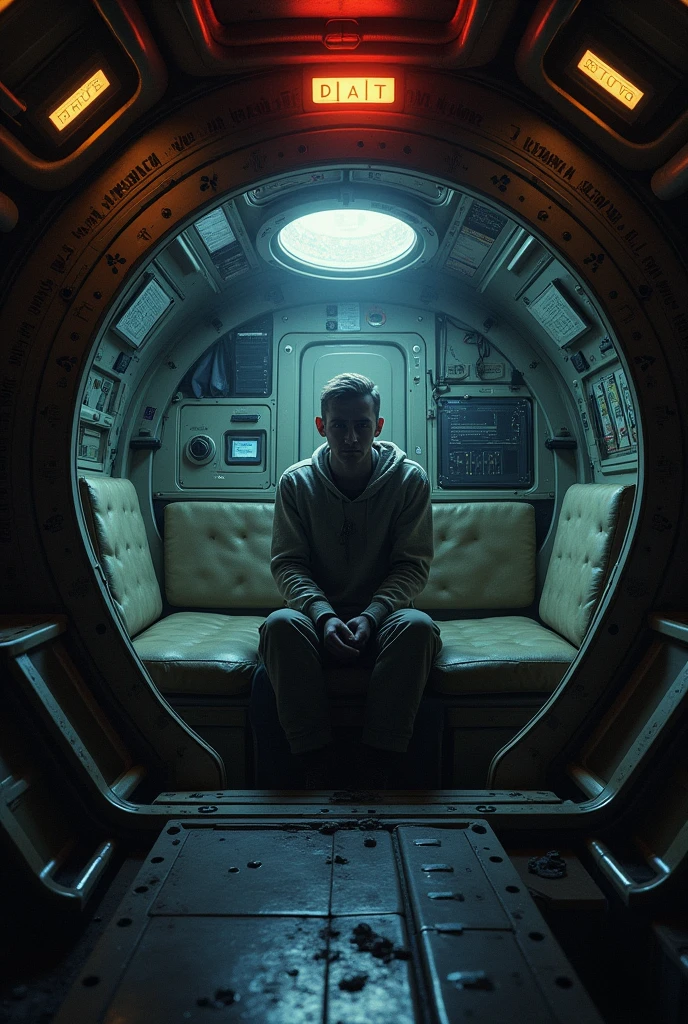 Spaceship internally, low light escape pod 