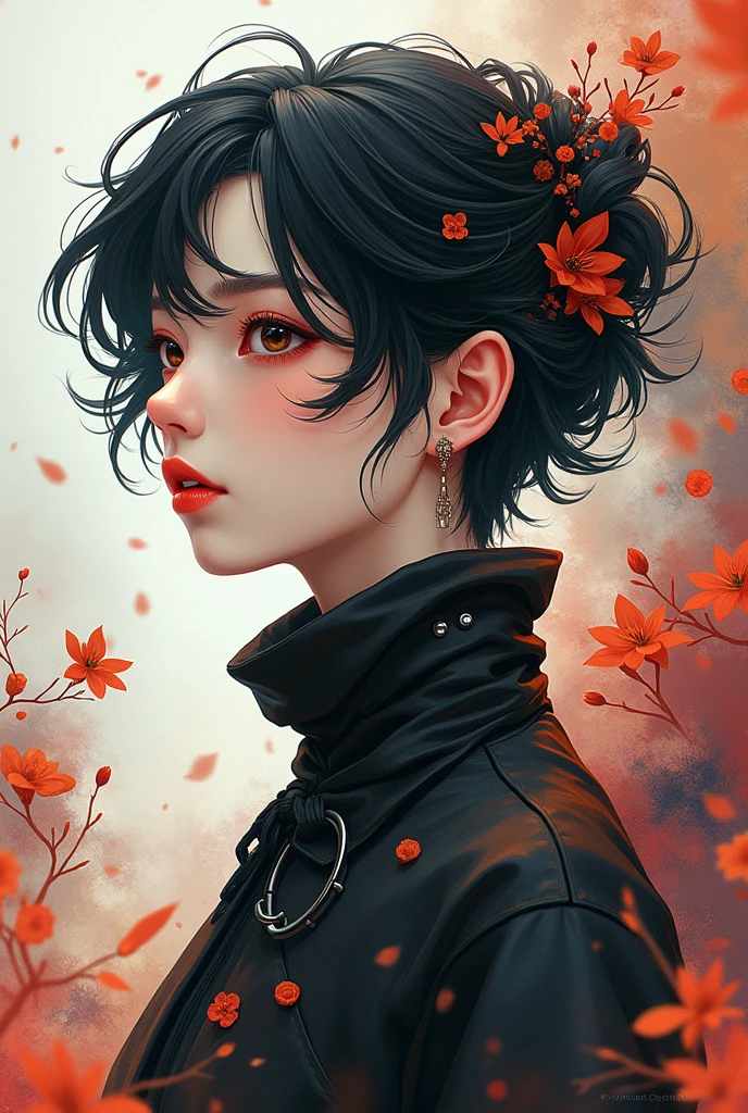((Highest quality)), ((masterpiece)), (detailed),The creator has an androgynous appearance.、Looks like a creator、Background is paint、Drawing is anime style