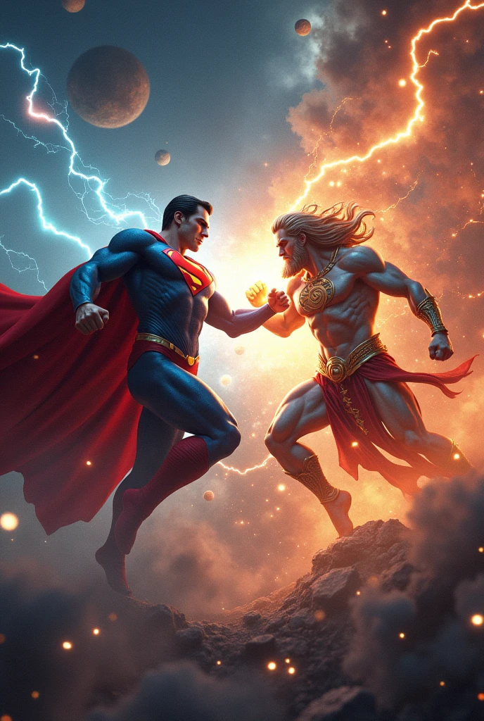 Superman VS Zeus Death fight in galaxy