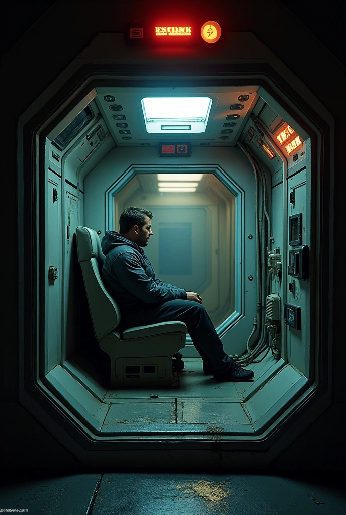 Spaceship internally, low light escape pod