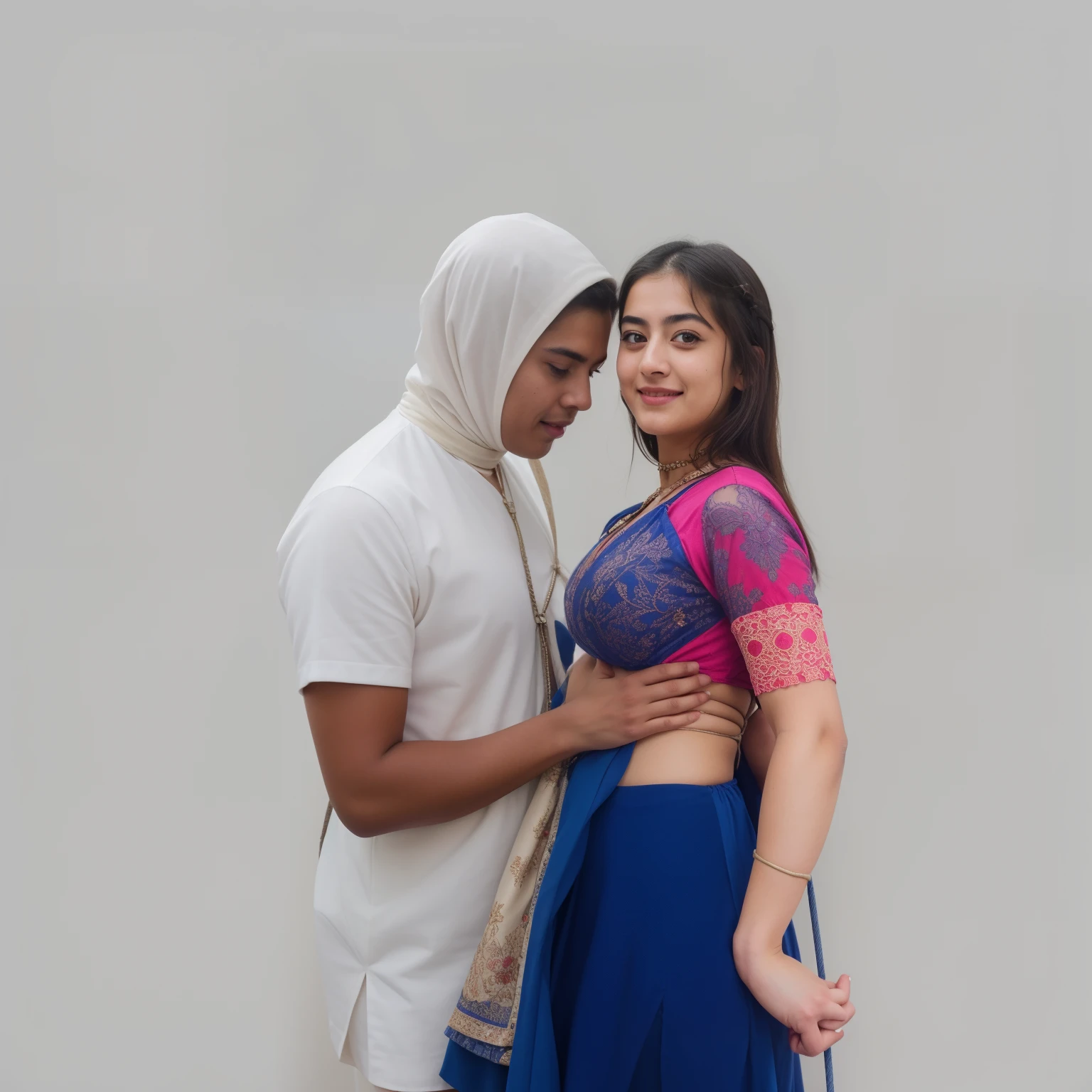 Bondage scene, low angle shot of close up photo of ananya pandey, big cheeks, sexy navel, doing push ups in a bed, gagged with a ball gag harness with her clamped suspended in a hogtie bondage, see through dress, tied with ropes, perfect figure, swooping breasts, deep cleavage, ponytail hair, necklace, look at viewer and smile, (cinematic:1.3), intricate details, (ArtStation:1.2)