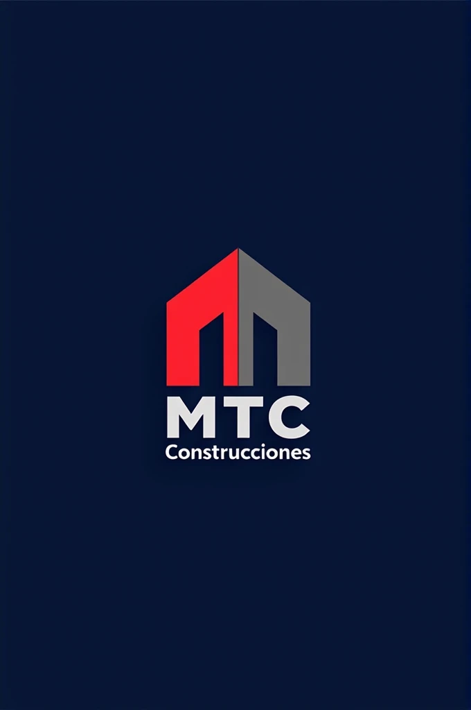 Draw a logo in which the letters mtc and m have to be in the shape of a building. The t is in the shape of a crane and the normal c. And underneath it says constructions. In Spanish. And use the colors red and gray for the letters. And dark and deep blue for the letters. the background