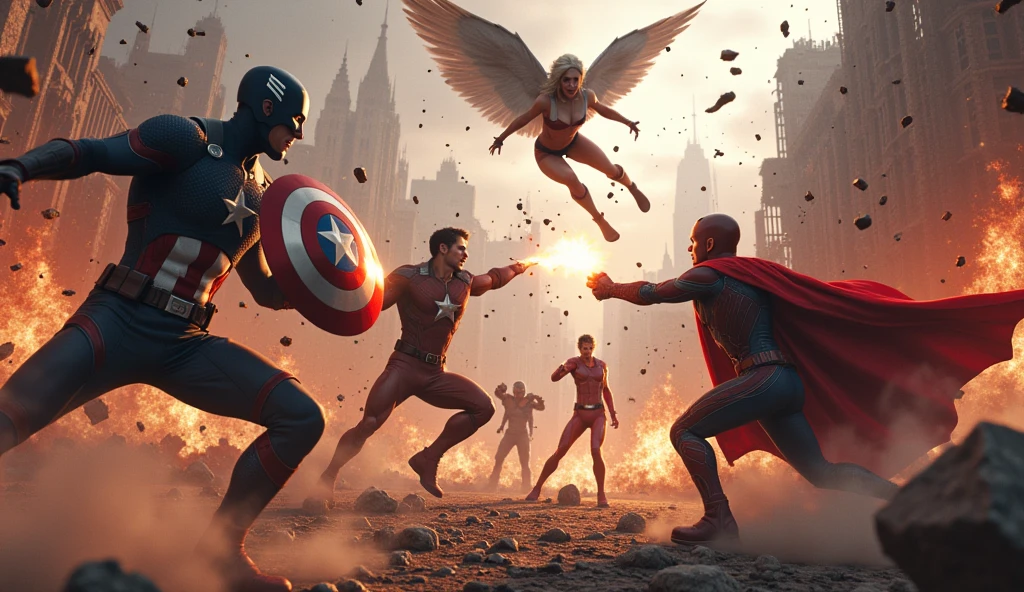 A scene where all the marvel characters fight