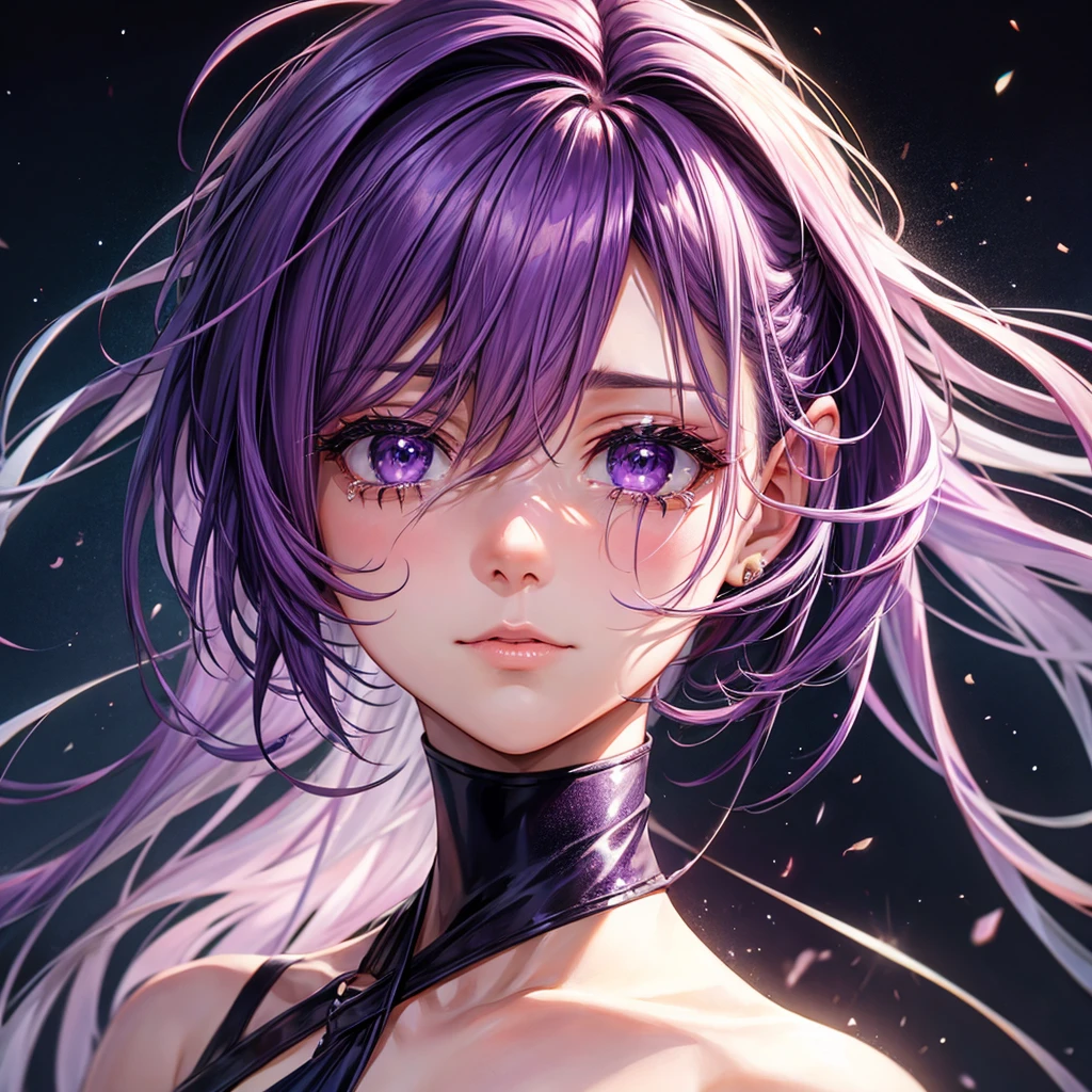 Purple haired crying in front of you