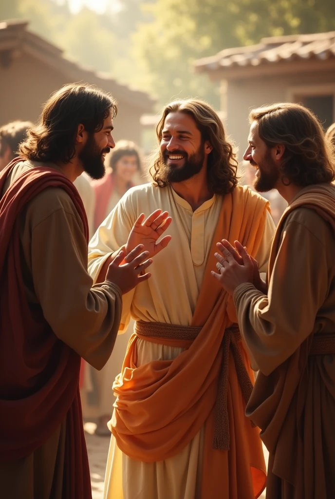 Jesus celebrating with a 2 man after he passed a major public exam