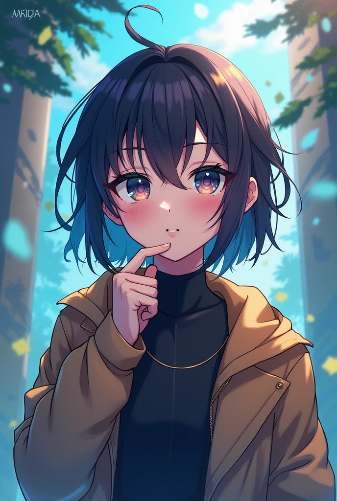 ((Highest quality)), ((masterpiece)), (detailed),Neutral video editor、Looks like a creator、Background is paint、Drawing is anime style、More like a person with special abilities