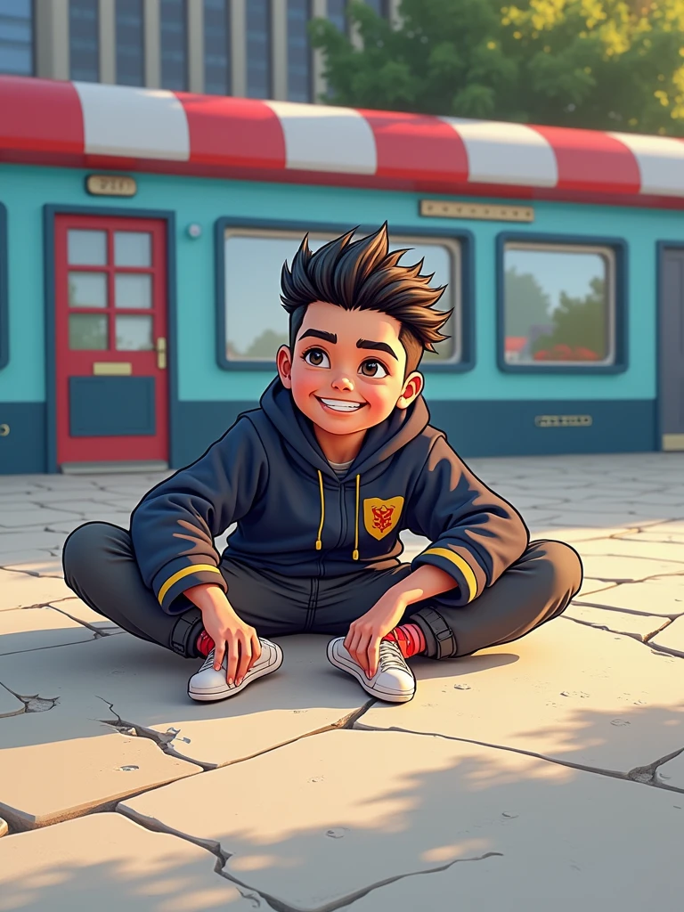 Cool guy, cartoon , high quality, Boy,