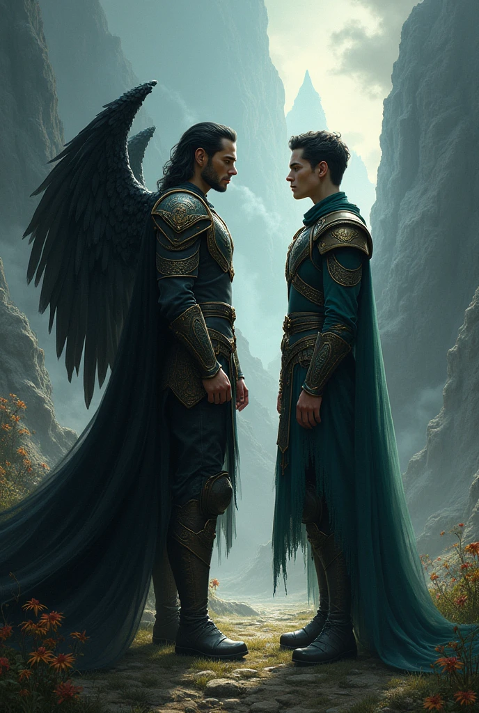 2 characters based on Cassian and Rhysand from the book Acotar