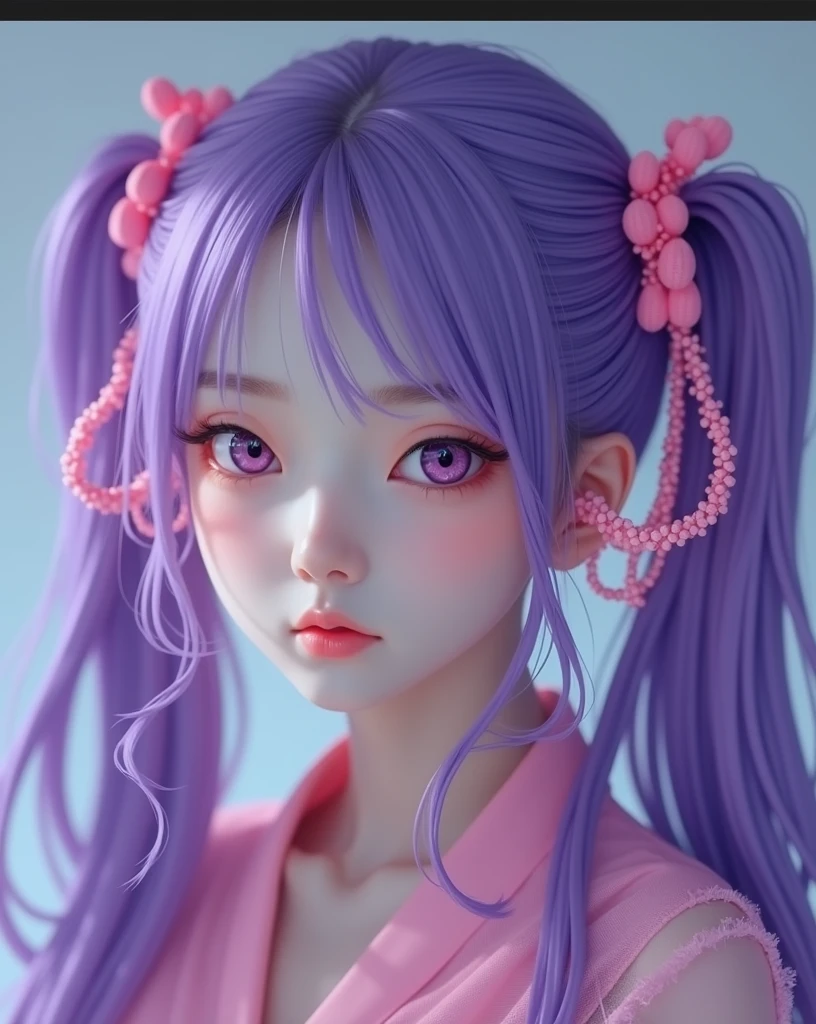 Mulher borboleta de cabelo roxo coreana de Maria Chiquinha com roupa rosa transparente fundo inferno com demônios com violino 🎻 e ela também  orquestra infernal de demônios corpo inteiro imagens de corpo inteiro