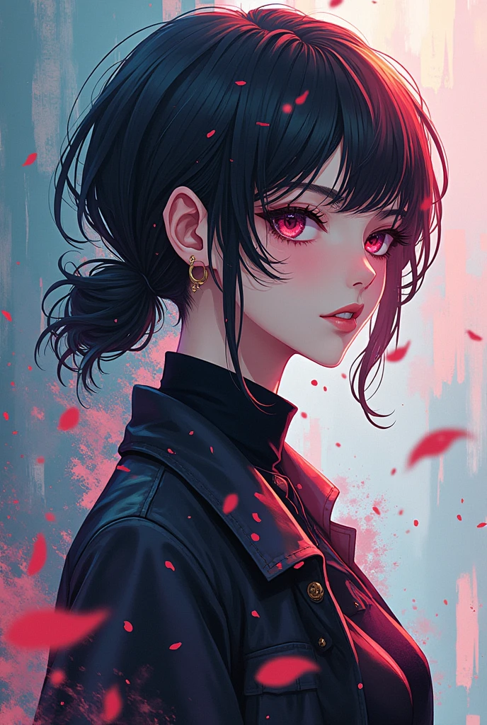 ((Highest quality)), An androgynous video editor with special abilities、Background is paint、Drawing is anime style、