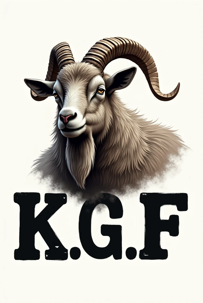 Create an illustration logo for livestock business the text on logo is K.G.F and an image of goat