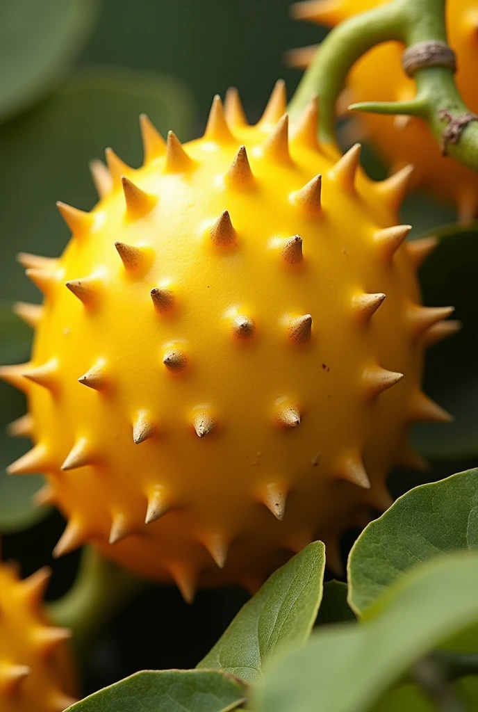 Edible yellow alien fruit may look like a small ball, covered with bright yellow skin, with small thorns on the surface. Inside the fruit is a juicy, bright yellow pulp., which has a sweet and pleasant taste. 