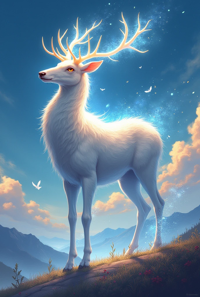 Create an anime-style image of freedom and death represented in a fantastic animal