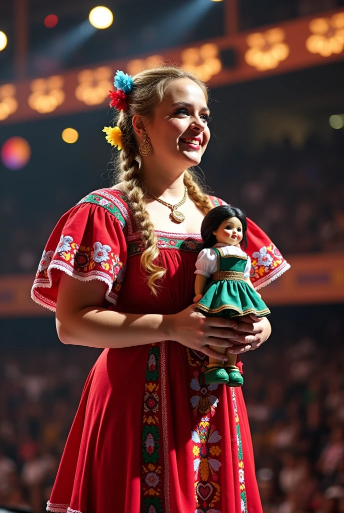 Adele at a concert in Mexico with a Simi doll and dressed as a Mexican