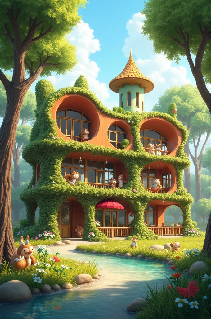 Two storey kindergarten related to nature and fantasy. Suitable for Malaysia area