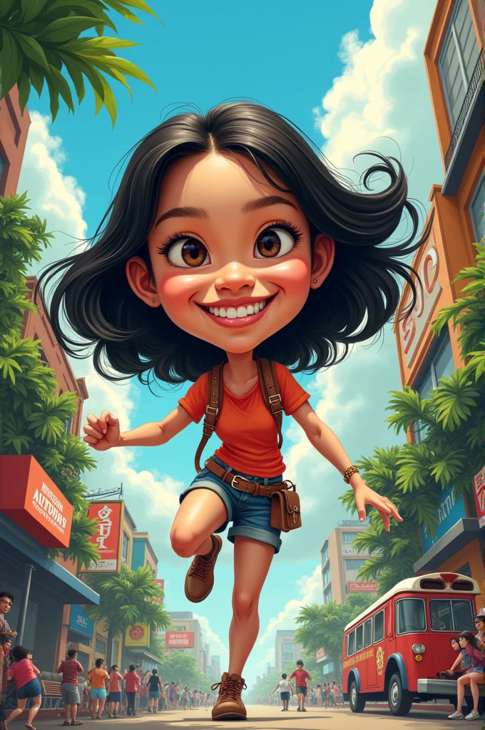 make a caricature about alice guo escaping Philippines 