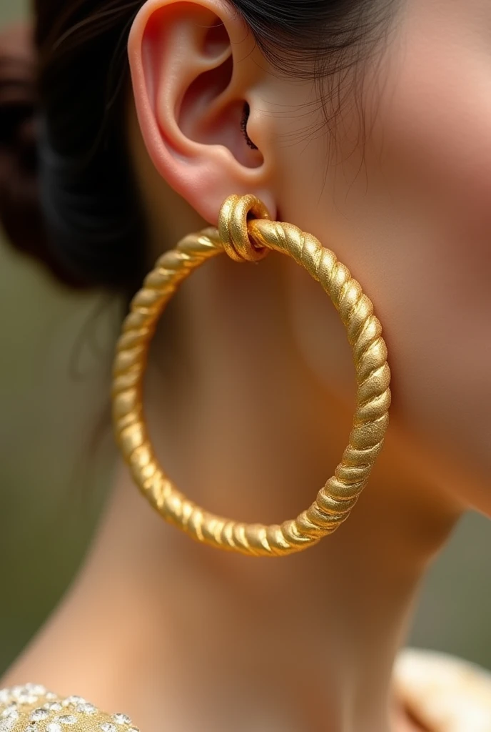 Create a large plain gold earring 