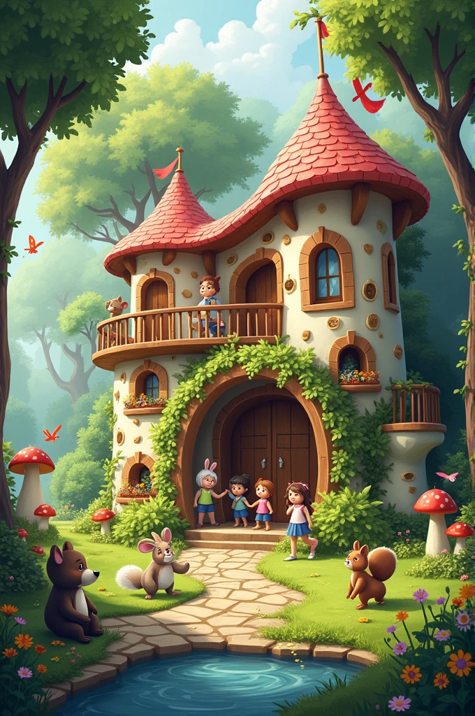 Two storey kindergarten related to nature and fantasy.