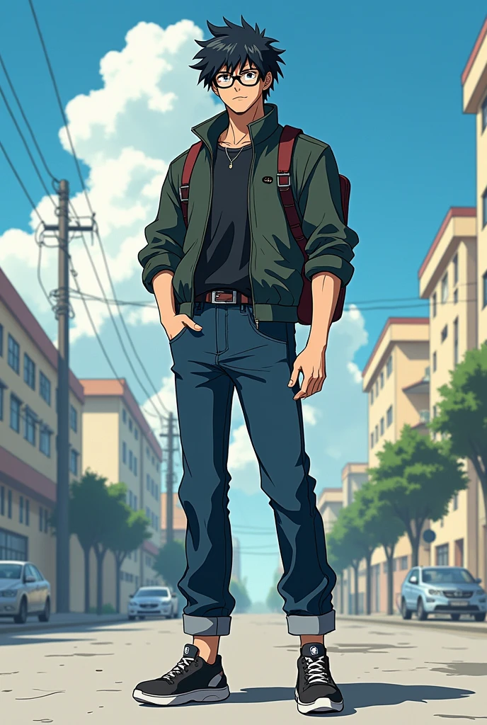 Anime like character
Looks like.daiki aomine
6 ft 2 height
Age 23
Wears black glasses
Medium long black hair
Male
Lean build