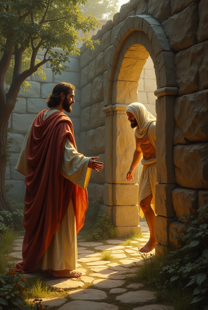 Jesus sending Lazarus out