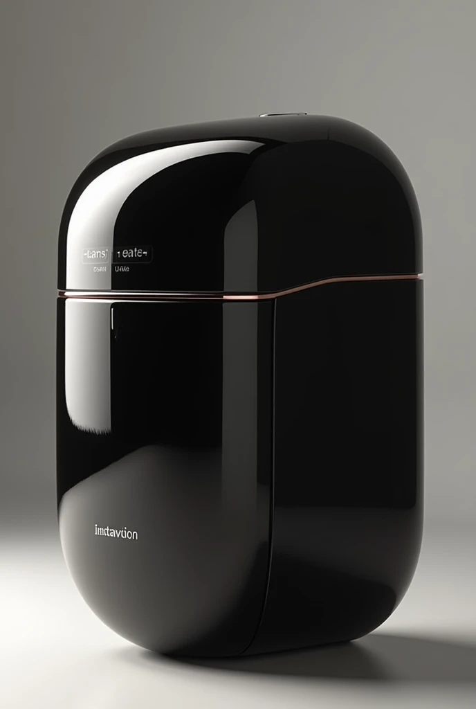create a prototype of a makeup sponge washing machine, with closed capsule, Oval format, black luxury aesthetics