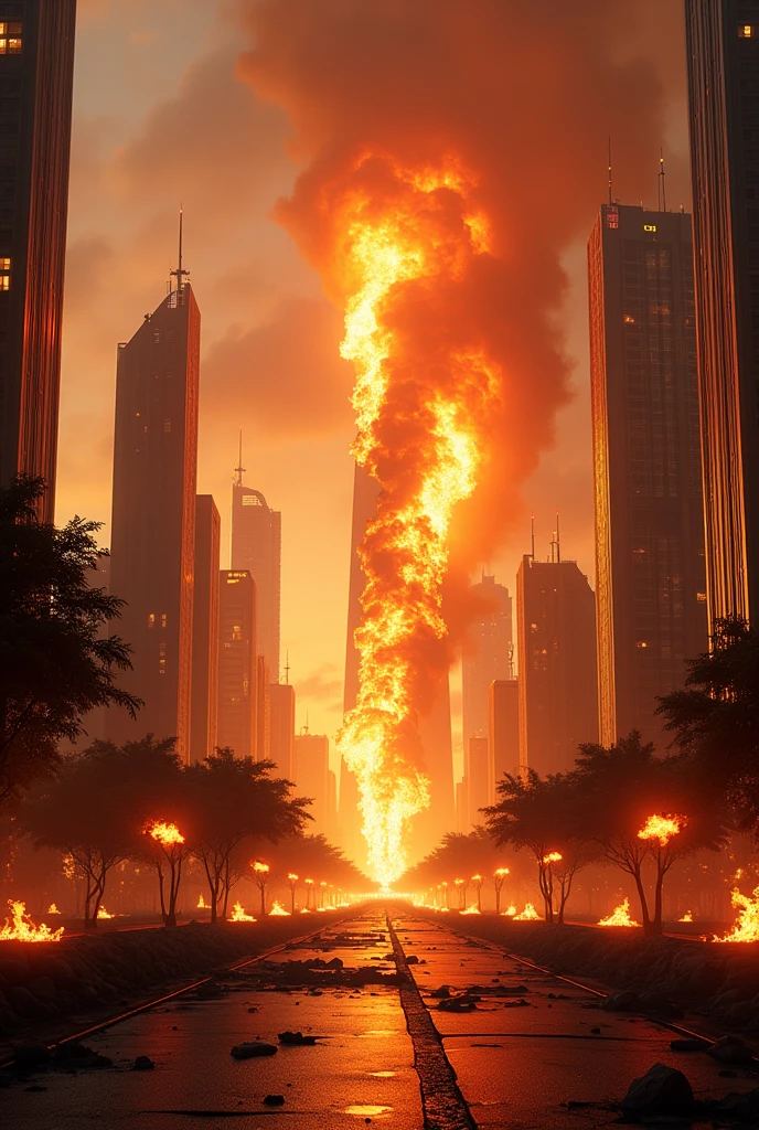 Nairobi future city with its buildings on fire during the day square images