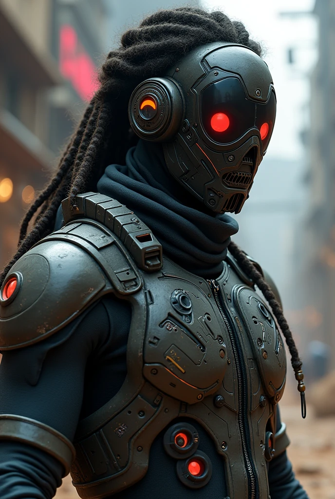 A male Free Fire character with kalahari hair and a bioforge mask and suit
