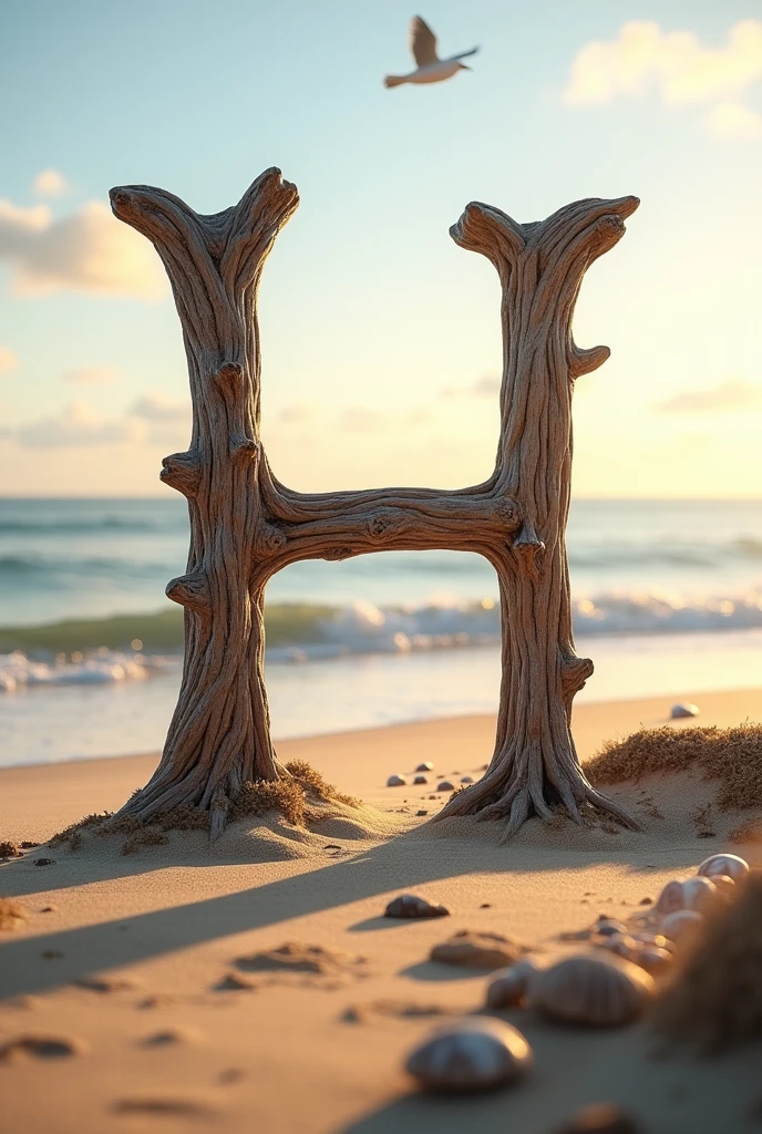Alphabet H on beach