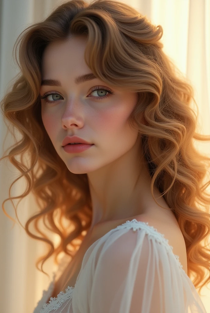 Be a beautiful woman, white, curly, humble