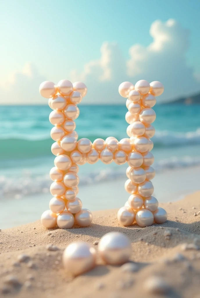 Made with pearls Alphabet H on bech