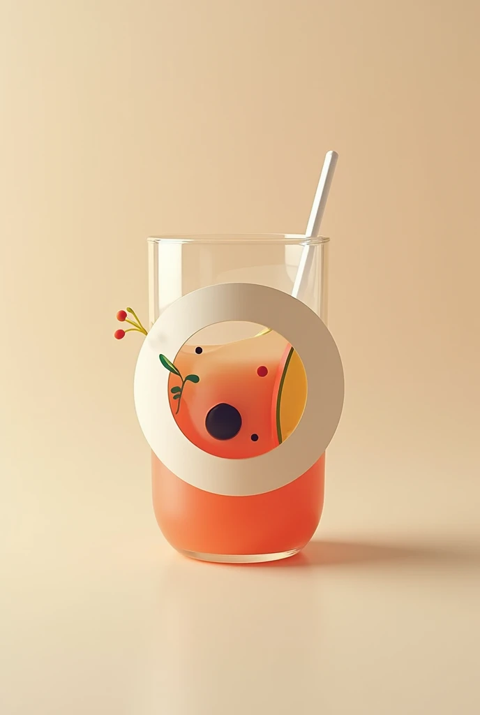 A fruit salad logo But circular But without so much fruit and with the name fruit salads But now the logo attached to a glass