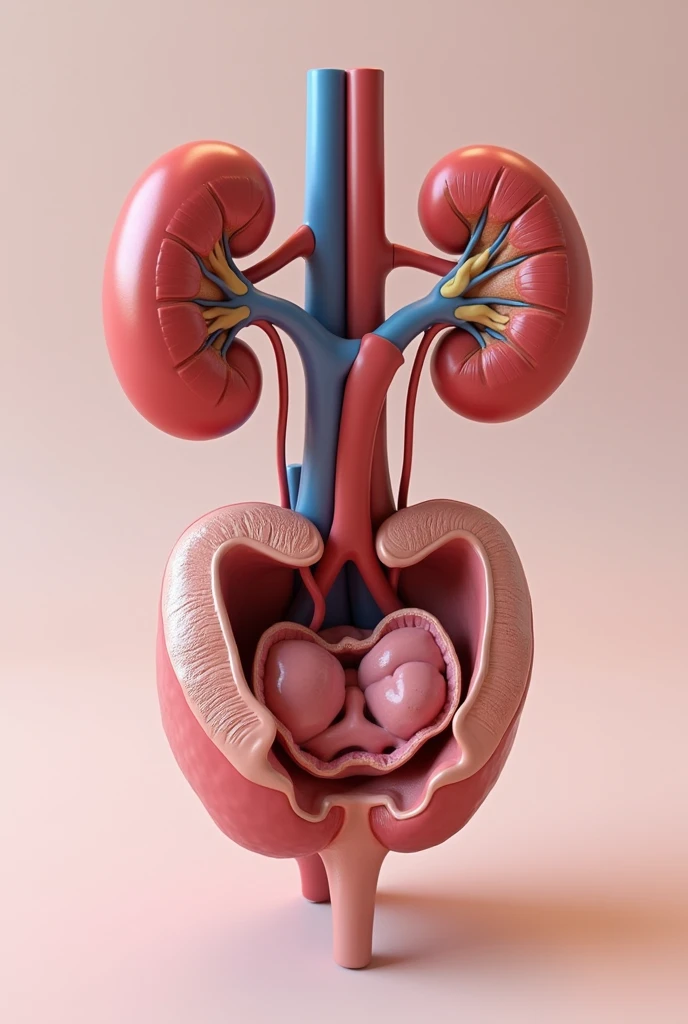 3d drawing of the human urinary system without writings 