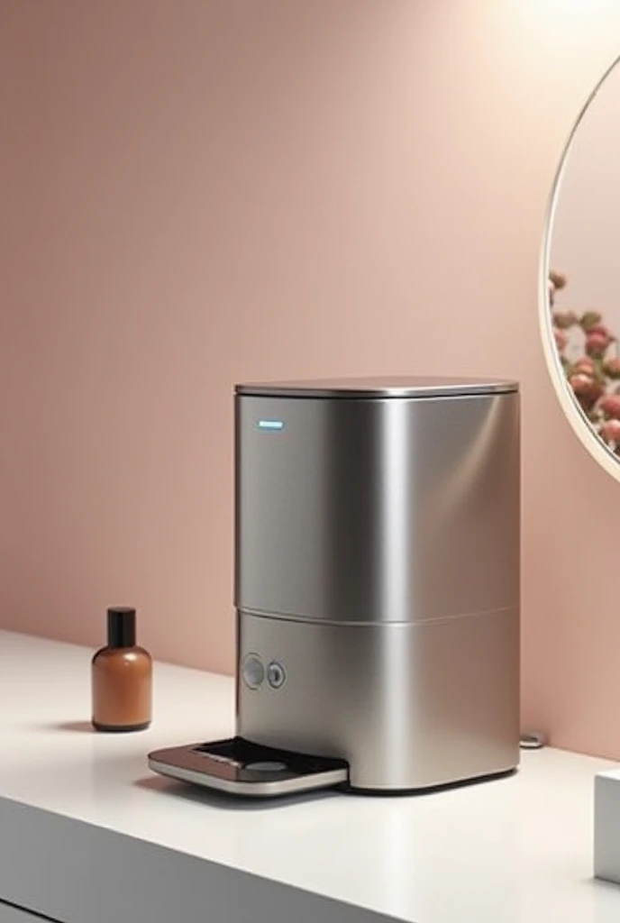 create prototype of mini makeup sponge washing machine, 
vertical format , modern aesthetic

