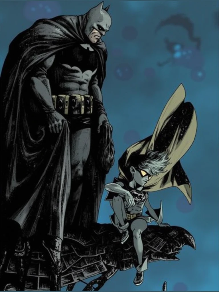 Batman and Robin in the rain 