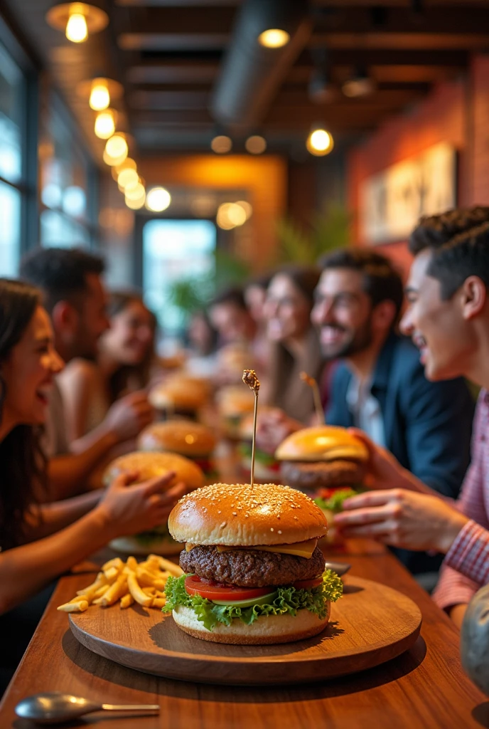 Advertisement for a burger restaurant called Big Burger for social media 

