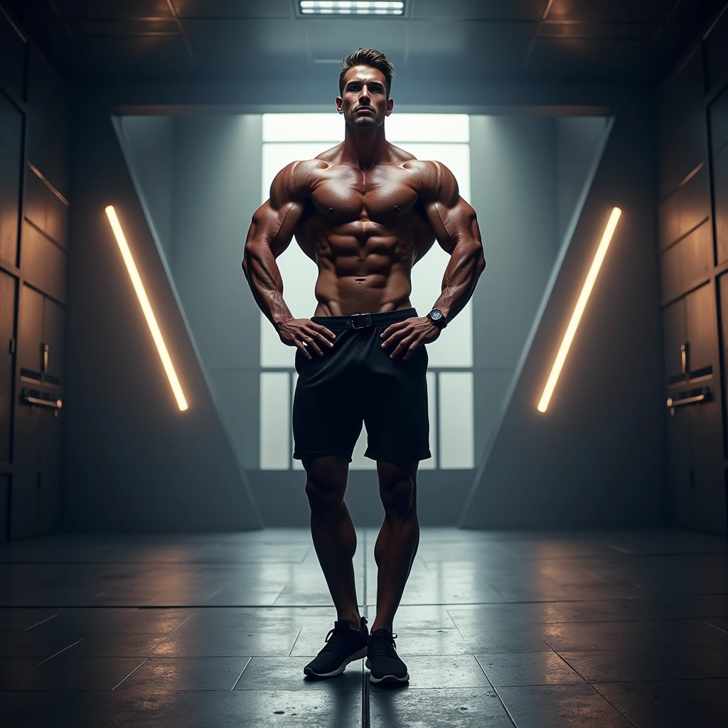 create an image to use in an ebook without writing, must have a clean and modern design with a focus on advanced bodybuilding techniques, use tones of green, yellow, black and white with good lighting include the image of a person with good results obtained by training