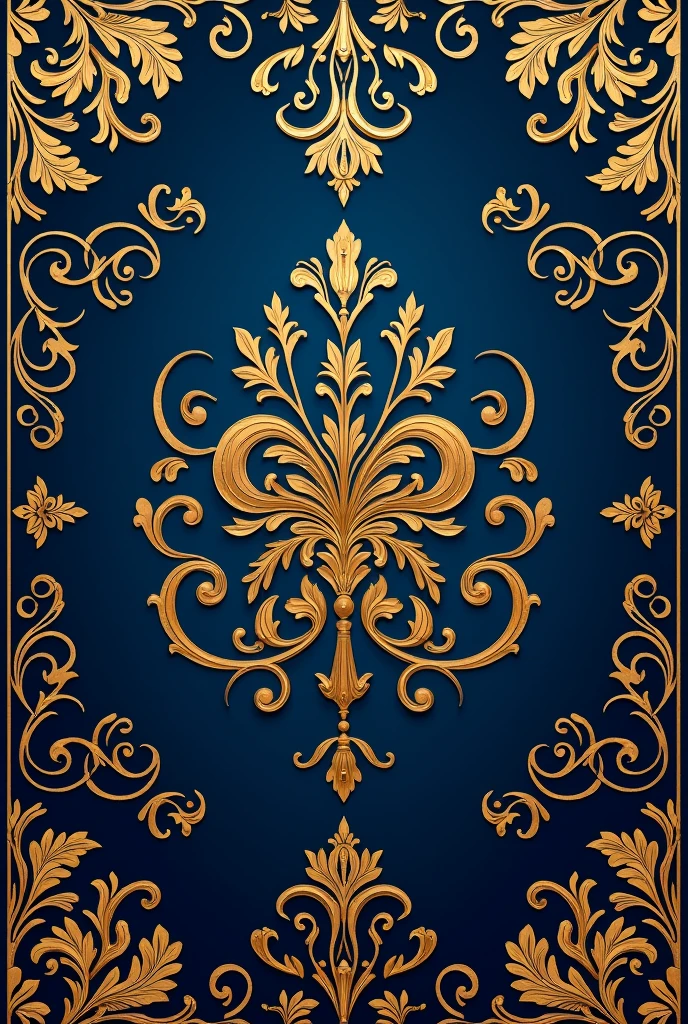 Create an elegant print with gold motifs and a navy blue background