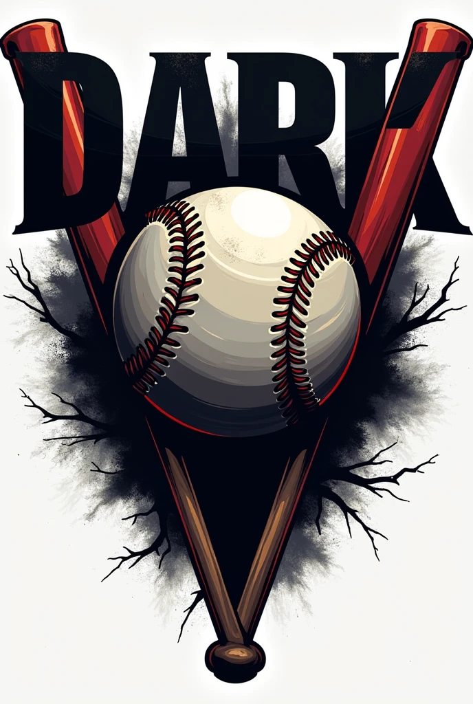 Make a logo with the icon of a softball ball and bat Add the word Dark above