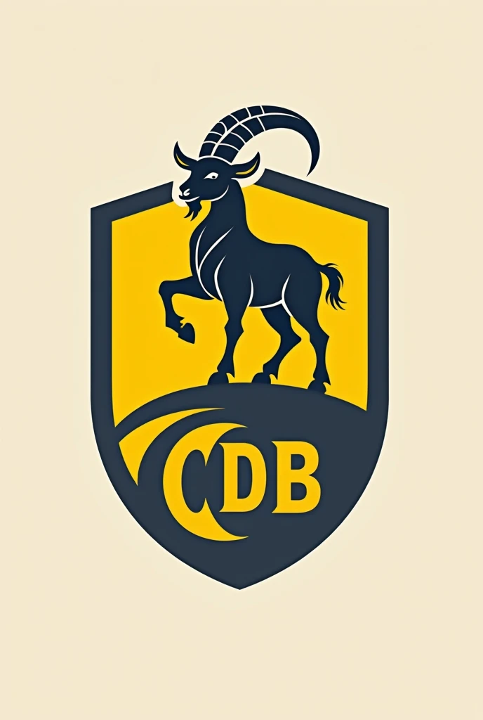 Logo of a football team called cdb. With yellow and gray colors. And a goat on the coat of arms.