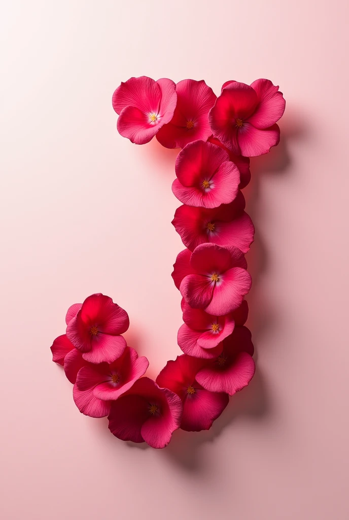 Made J Alphabet with rose petals 
