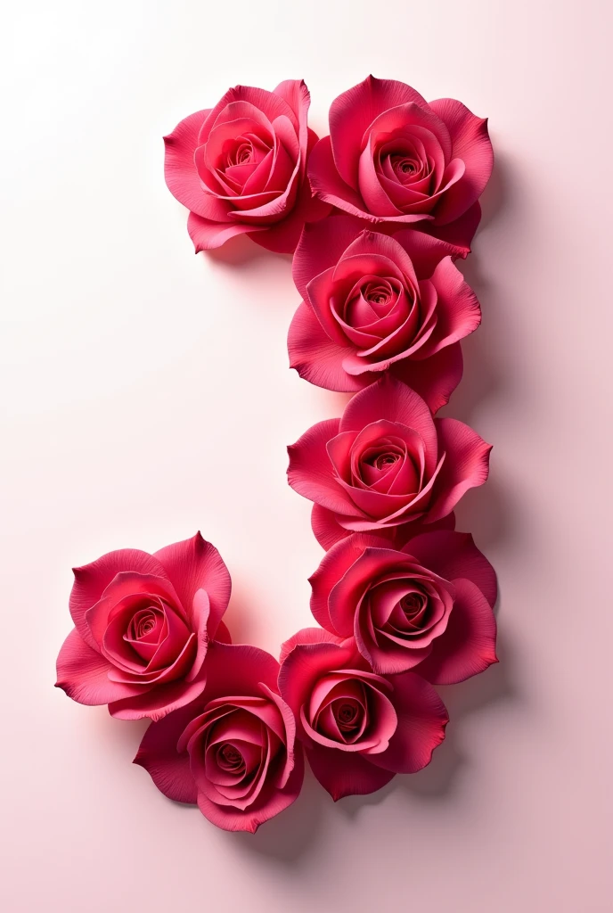 Made J Alphabet with rose petals