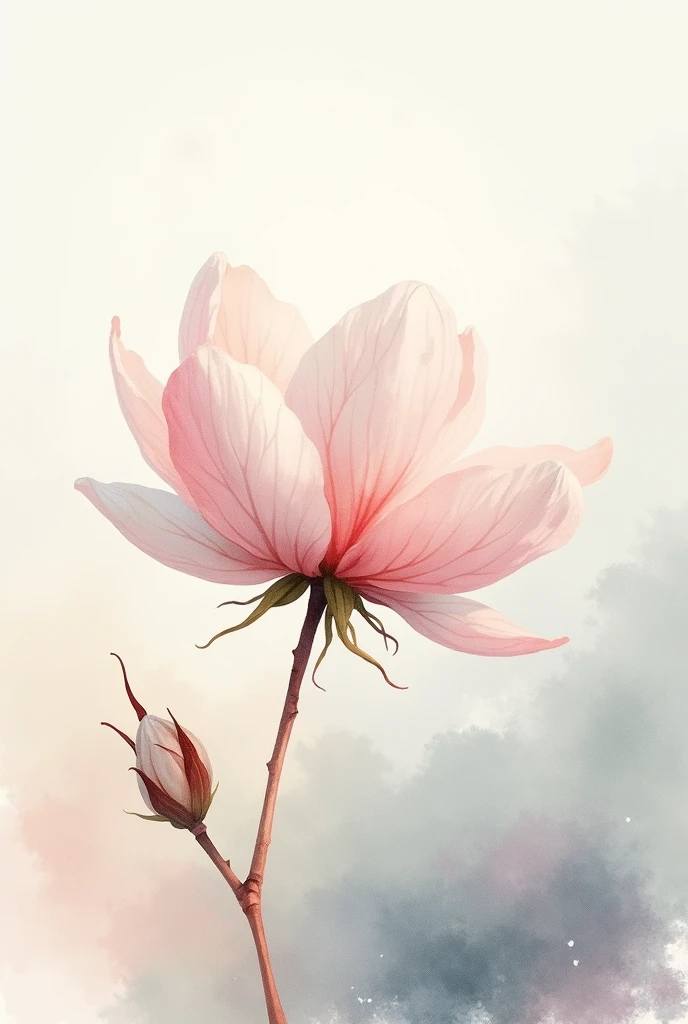 Create a very delicate watercolor cotton flower image drawn and painted