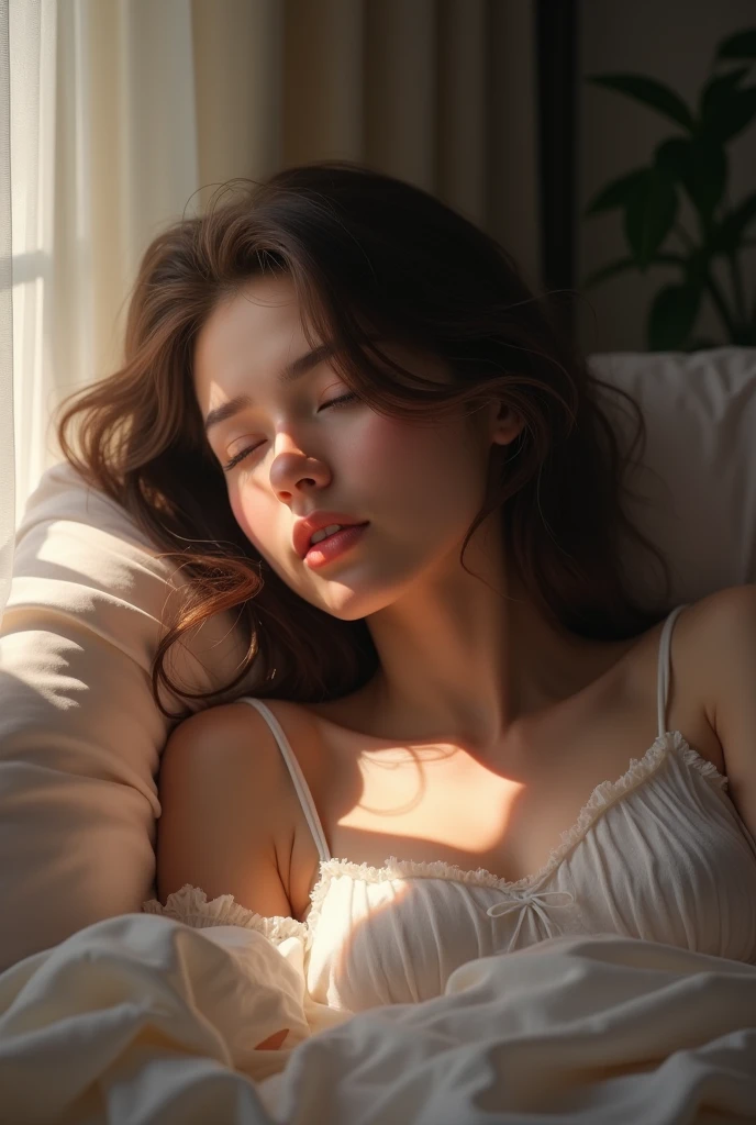 A woman waking up early before dawn 