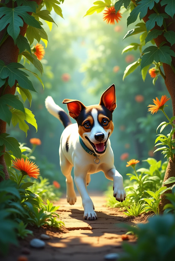 A jack russell dog in a groquette