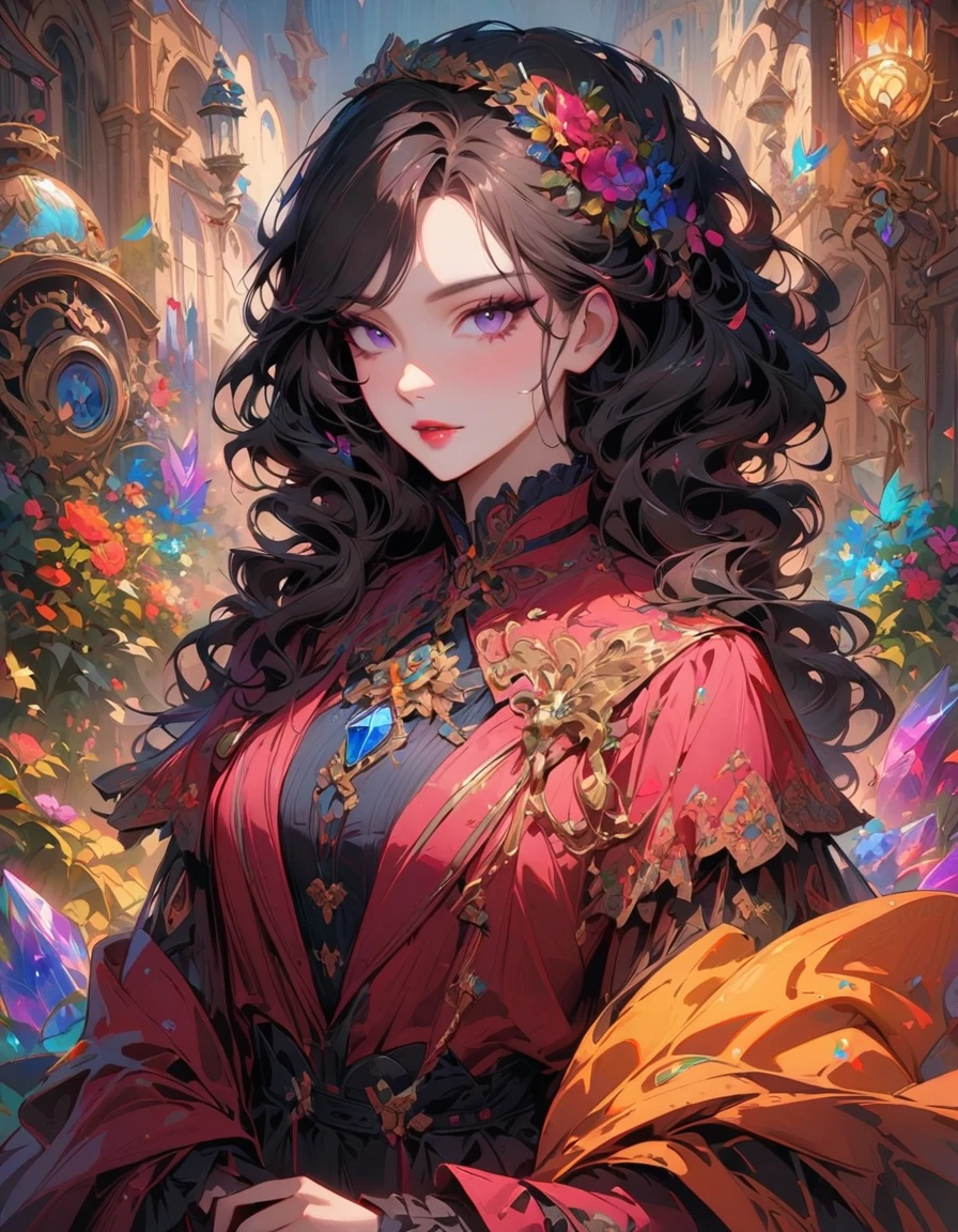detailed textures, high quality, high resolution, high accuracy, realism, color correction, correct lighting settings, harmonious composition.Woman beauty, manhwa style, a lot of details, good detailing, beautiful makeup, jewelry, crystal and precious stone jewelry, anime eyelashes, full lips, serene expression, cover manga, different colors in clothes, stylish looks, victorian england, full view, various light sources, hairstyle, color hair, premium, textured, aesthetic, artstation, trending on artstation, colorful., ПЕРЕРЫВ шедевр, Высокий_рез, красивое лицо, Эффект Тиндаля, фото реалистичный, (Высокий detailed skin:1.2), 8К uhd, Высокий quality, Высокий резolution, 4K, 8К, боке