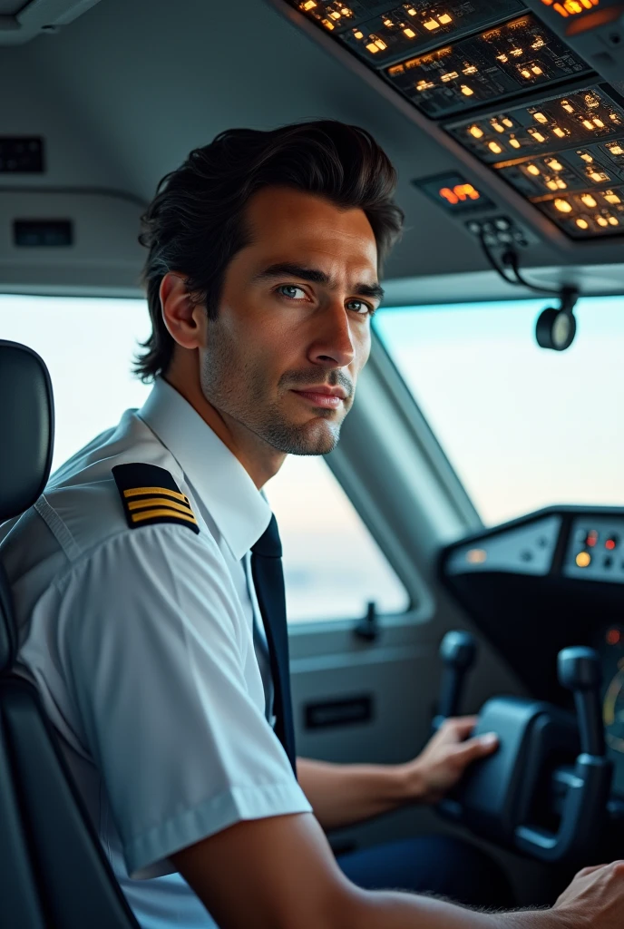 Airplane Pilot,moreno,blue eyes,straight hair,
