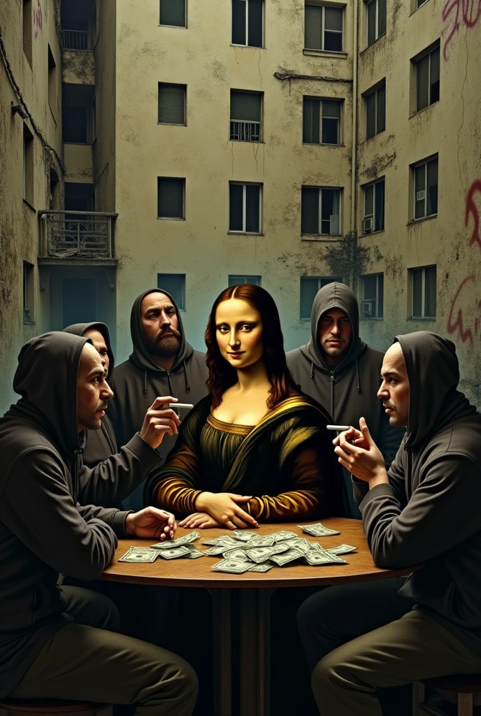 la Joconde fume du shit av3c des dealers au bas dun HLM